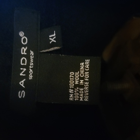 SANDRO Black Wool Pea Coat Double Breast Jacket XL NWT - Picture 13 of 15